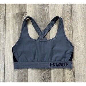 Under Armour Athletic Sports Bra Crossed Back Straps Gray/Black Womens Sz Small